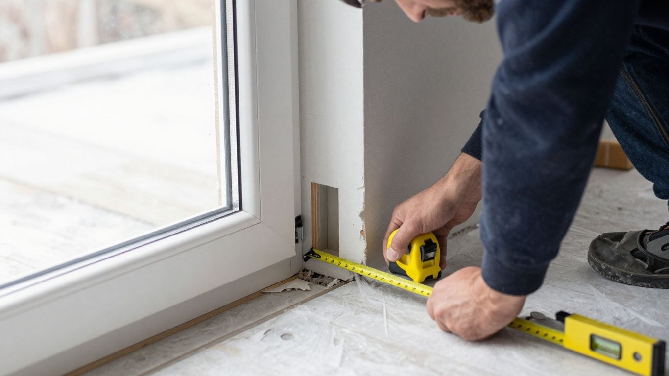 Installer measuring replacement windows in Ottawa home