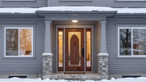 Steel front door with foam core insulation installed on an Ottawa home